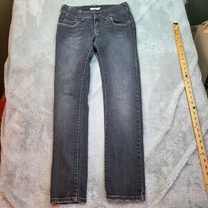 Levis 504 Slouch Skinny Jeans Womens 5M Faded Black Low Rise Distressed Denim